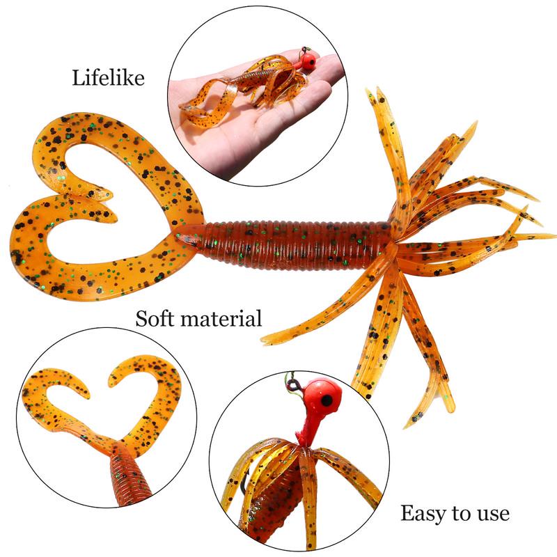 Soft Fishing Lure with Fishing Hook Set Worm Bait Jig Hook with Free Box for Saltwater Freshwater