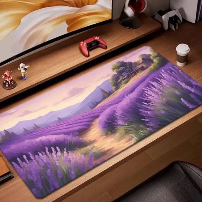 Lavender field Mouse Pad Game Accessories keyboard pad XXL large locking edge 900X400 mm table mat Gaming mousepad