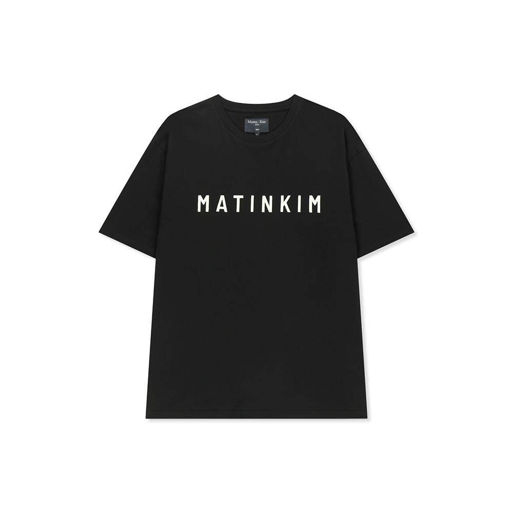 [Matinkim] Applique Felt Logo Top for Men in Black L