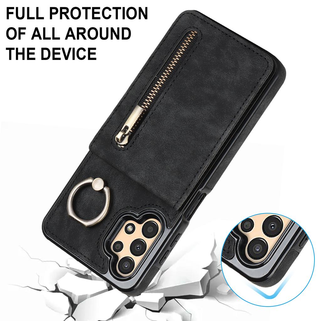 For Samsung Galaxy A13 5G/A13 4G RFID Blocking Kickstand Case Retro PU+TPU Wallet Phone Cover