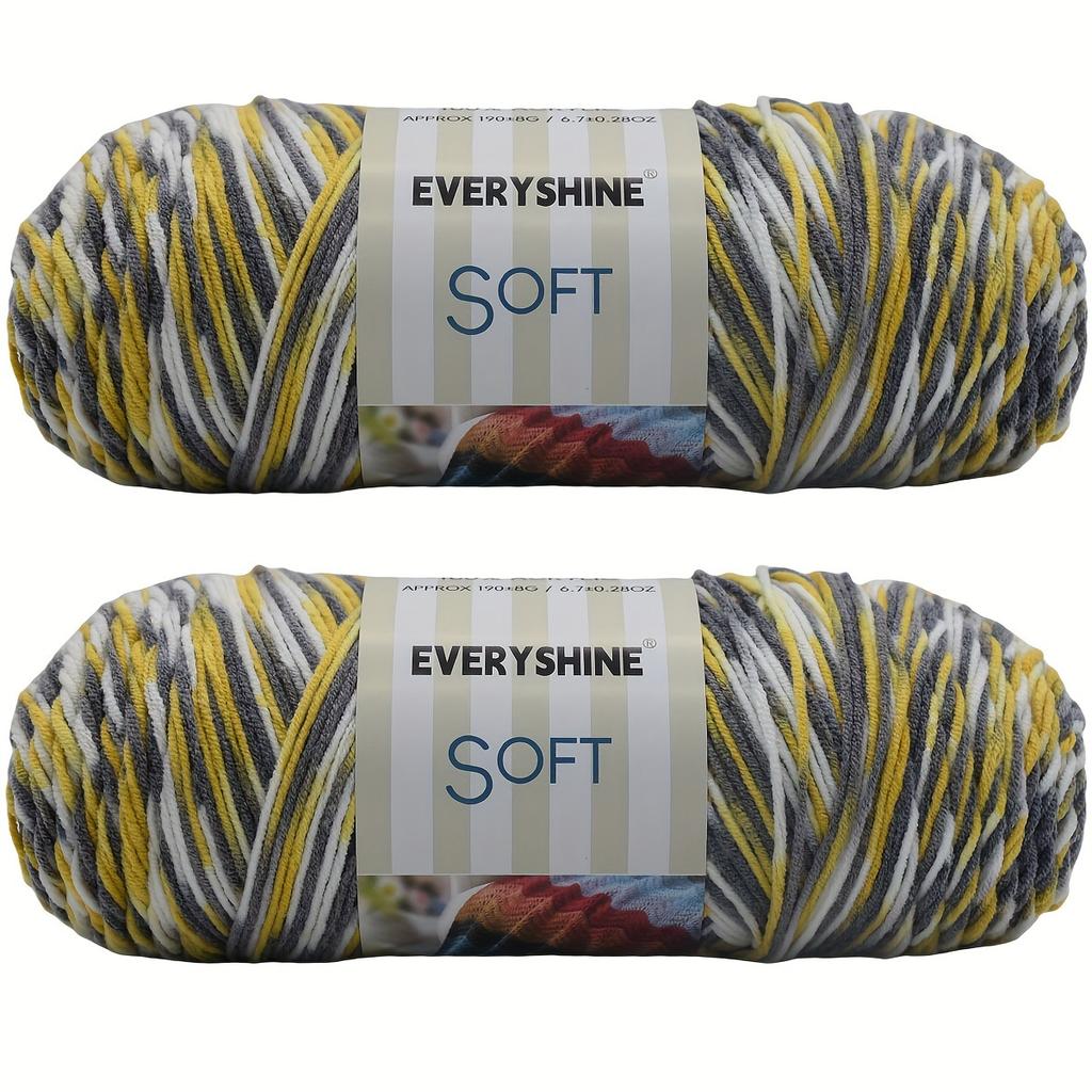 Soft Acrylic Yarn 2-Pack 190 g/pc 5Ply Medium Weight  Multicolor Yarn for Knitting, Crochet & Crafts - Ideal for Sweaters