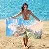 Anime Style Tropical Island Print Beach Towel Quick Dry Super Absorbent Lightweight For Summer Vacation