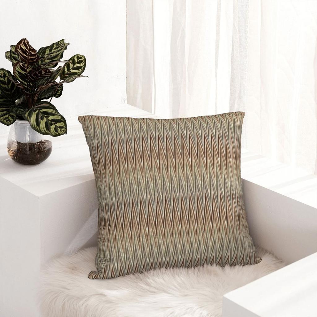 Earth Toned Waves Zigzag Pillowcase Polyester Cushion Cover Gift Wavy Throw Pillow Case Cover Home Zipper 40*40Cm