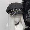 Japanese Beret Hat with Chain Belt for Female Girl  Newsboys Hat Chauffeur Hat Punk Outdoor Hiphop Dance Hat