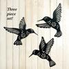 3 Pieces Metal Hummingbird Wall Art Decoration Hollow Out Iron Bird Sculpture Waterproof Wall Hanging Figurines for