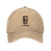 LADA Logo Washed Canvas Baseball Cap Classic Black Adjustable Hat with Embroidered Brand Design