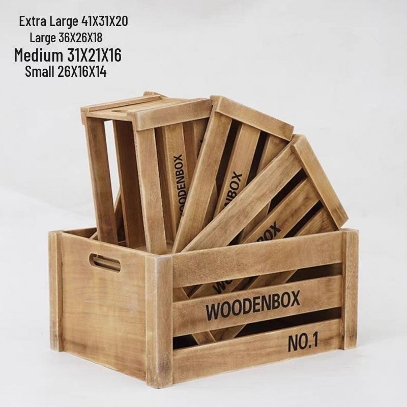 Rectangular Retro Wooden Fruit Storage Box