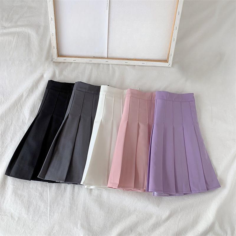 European and American summer high waisted A-line pleated short skirt for women