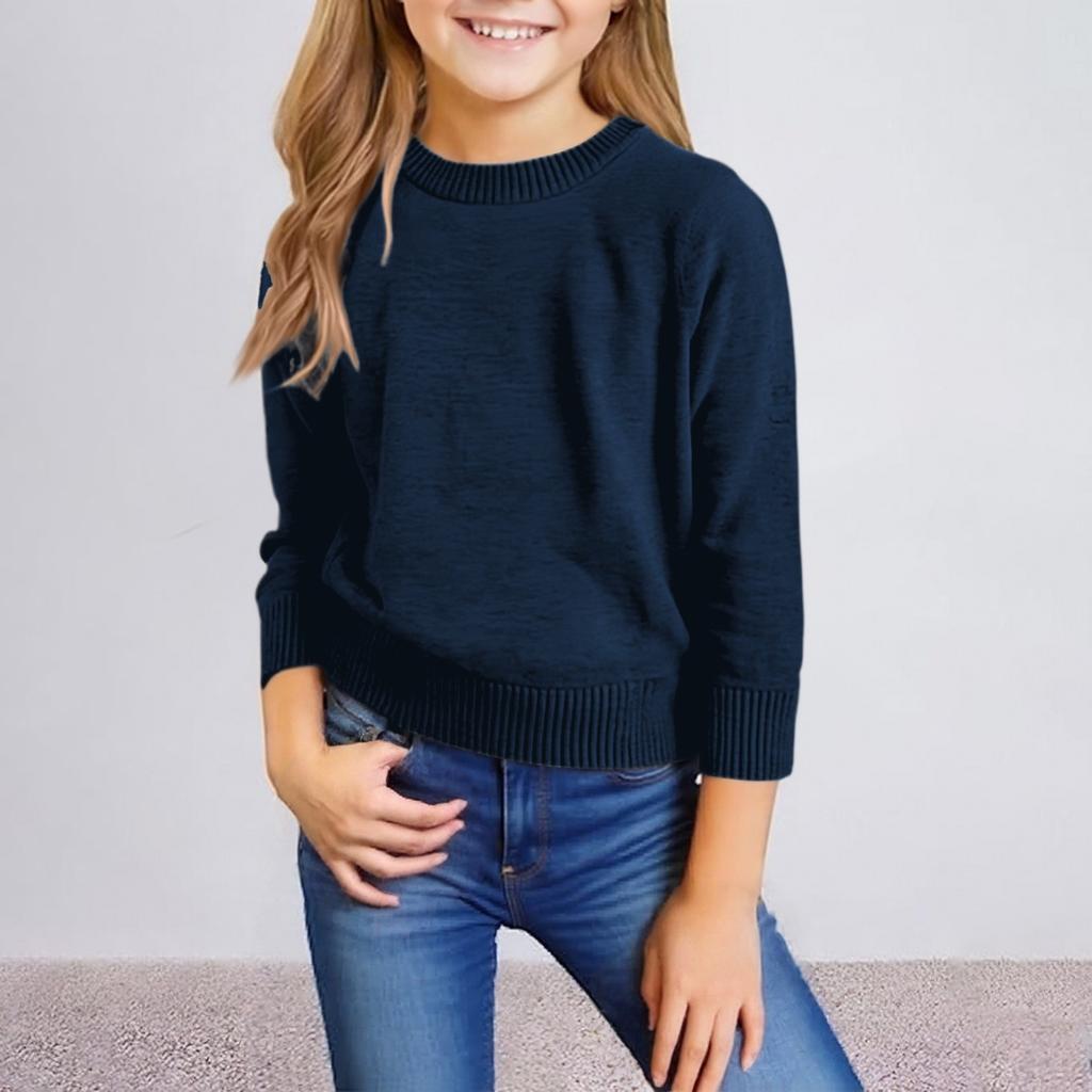 Modă pentru copii Pulover casual cu gât rotund Tricotat Top de bază