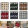 Christmas Flocked Ball Ornaments 6cm Shatterproof Hanging Baubles for Xmas Tree Decoration Home Holiday Festival Use