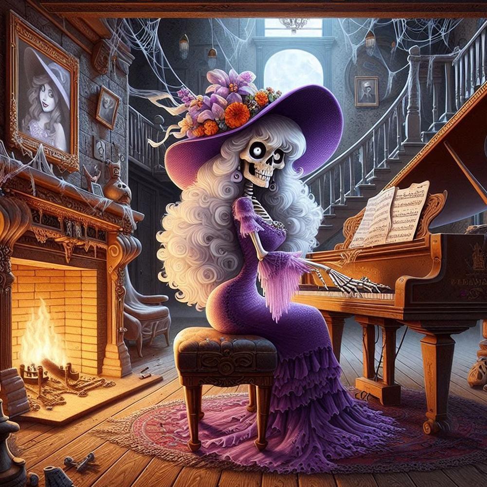 Halloween 5D DIY Vollbohrer Runde Diamantmalerei Set für Heimwanddeko