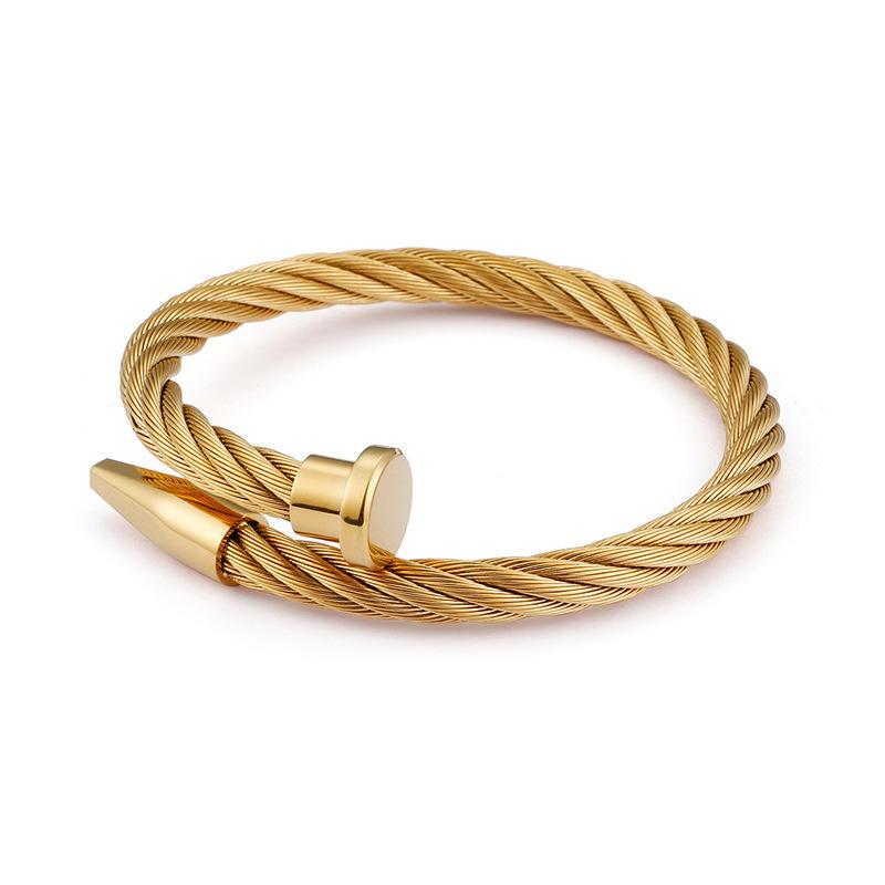 Nail Steel Wire Bracelet Bracelet, European and American Simple Personalized Stainless Steel Metal Texture Jewelry