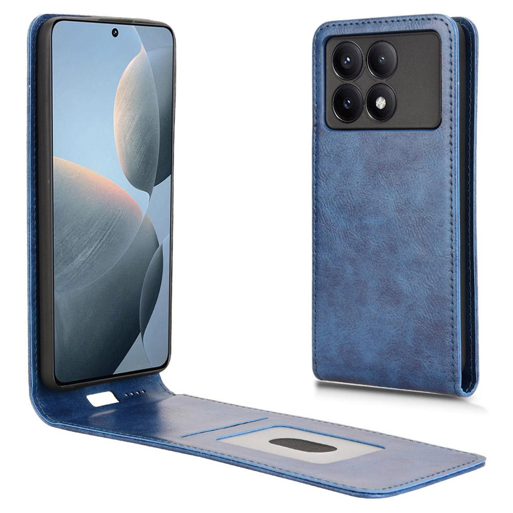 

Чехол для Xiaomi Poco X6 Pro 5G/Redmi K70E 5G со слотом для карт, магнитный вертикальный откидной кожаный чехол для телефона Dark Blue