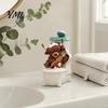 Charming Tabletop Ornament Highland Cow Bathroom Figurine, Resin Scottish Calf Bathing Statue, Funny Gifts Farmhouse Animal for Home Office