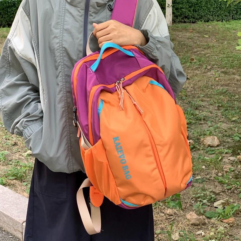 Schoolbag Trendy New Mountaineering Bag Large Capacity Contrasting Color Outdoor Hiking Backpack Student Lightweight Backpack