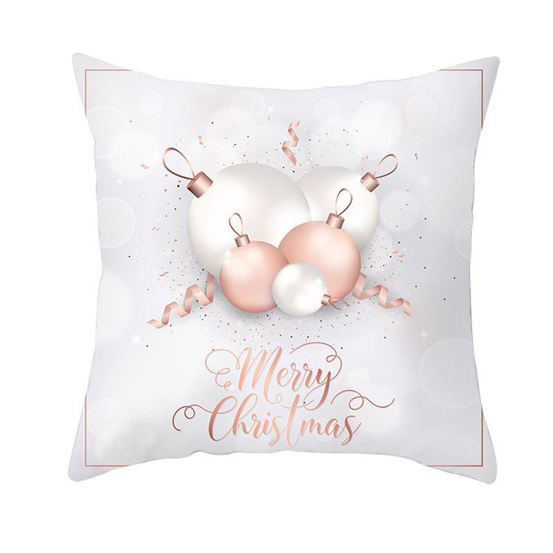 New Pink and Gold Christmas Peach Leather Velvet Pillowcase Festive Home Decoration Pillow Cushion Cover
