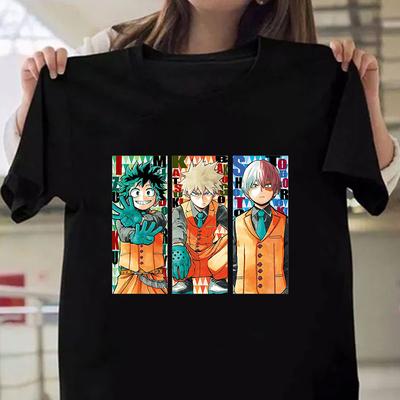 Nowe Anime Deku Bakugou Katsuki Todoroki Shoto Nadruk T-shirt Unisex Casualowe Topy Harajuku Krótki Rękaw