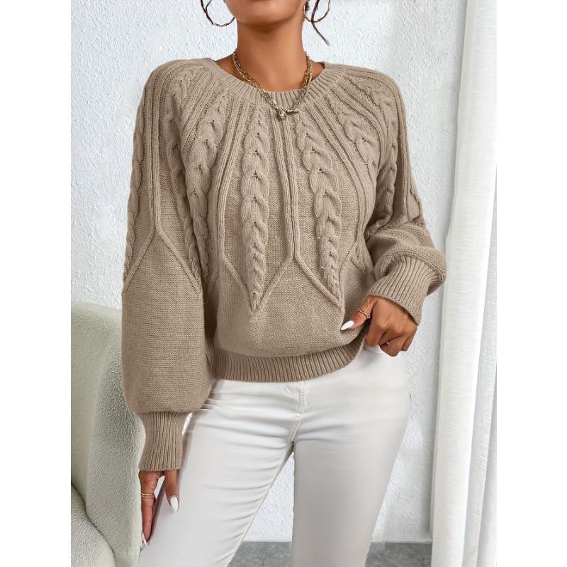 Women'S Chunky Sweater - Beige/Neutral-Toned Sweater for Fall/Winter, Cozy Sweater for Everyday & Formal Outfits, Women'S Sweater Clothing
