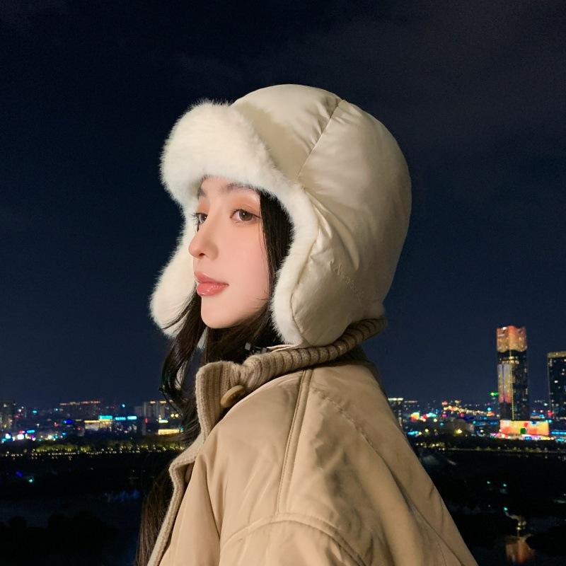 Winter Velvet Lei Feng Hat Warm Windproof Hat Women's Commuter Cycling Ear Protection Hat Simple Headgear Mongolian Hat