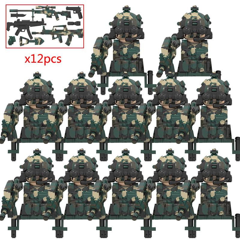 Military Figures Soldier Building Block SWAT Special Forces Assault Team Camouflage Troops Vehicle Bricks Toy