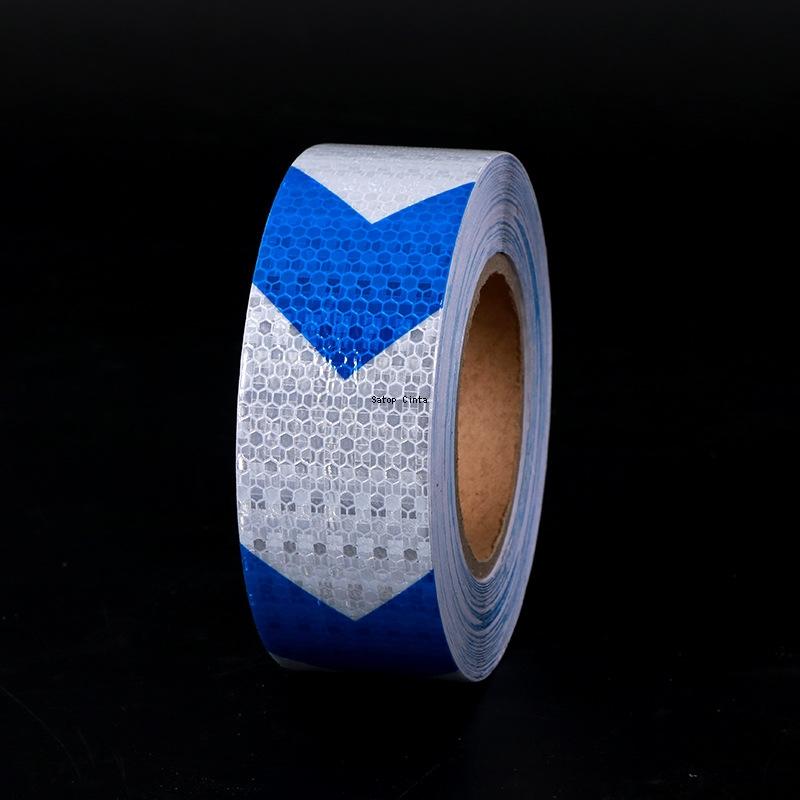 Arrow Reflective Stickers Blue-White 2inch*16FT Safety Tapes Self-Adhesive Conspicuity Warning Strips Reflectors Film For Trucks