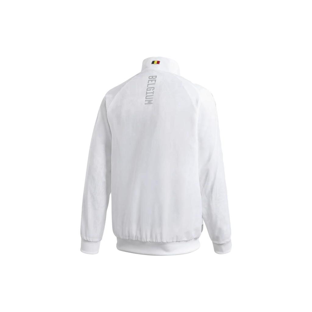 Adidas Belgium Euro 2020 Anthem Casual Jacket With Stand Collar And Brand Logo Unisex Outerwear White FT2858
