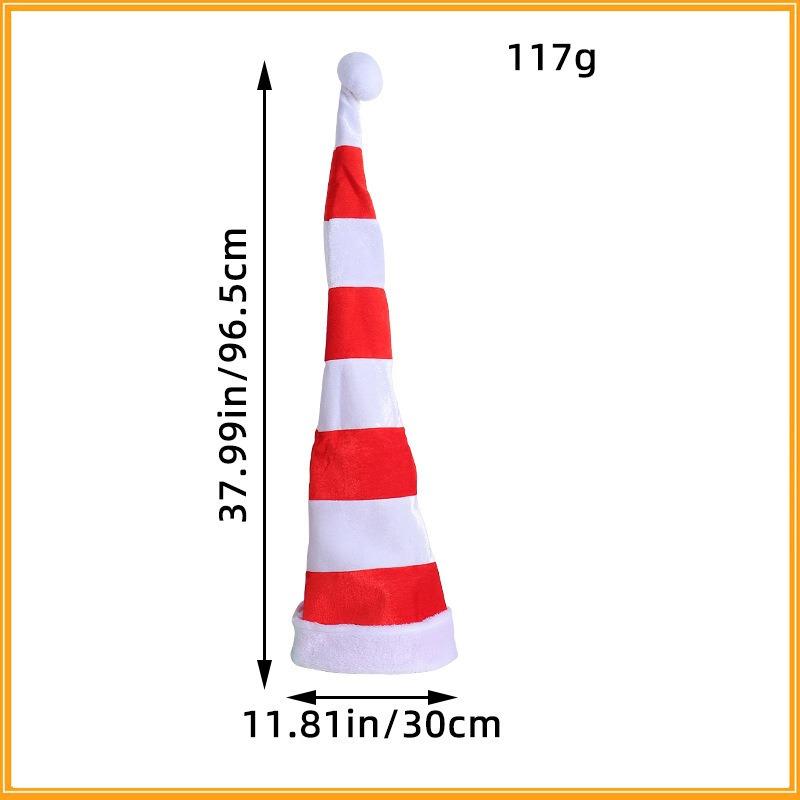 

1 шт. Взрослая красно-белая полосатая бархатная рождественская шапка Карнавальная шапка костюма эльфа на Хэллоуин с фетровой подкладкой для вечеринки, фотобудки красный