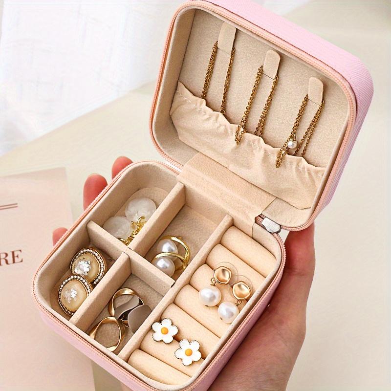 Portable Mini Jewelry Storage Box Travel Organizer Jewelry Case Leather Storage Earrings Necklace Ring Jewelry Organizer Display