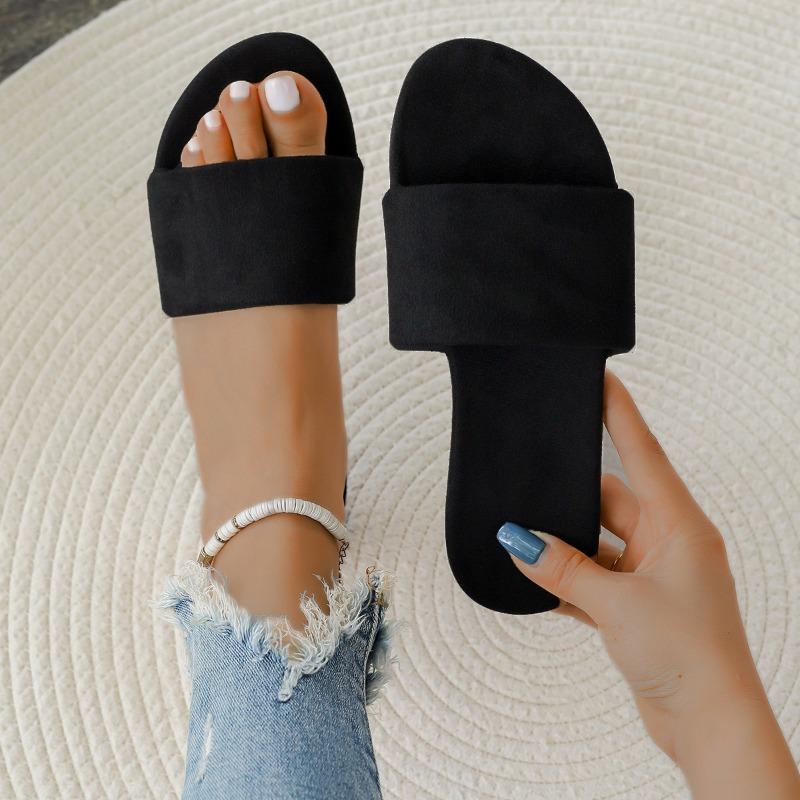 Large size flat-bottomed slippers women's summer new one-word drag simple fashion casual cool slippers