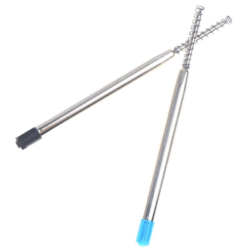 10Pcs G2 Ballpoint Pen Refills, 1Mm Medium Point With Spring Universal, Metal Steel Pipe, Black/Blue Replacement Refills