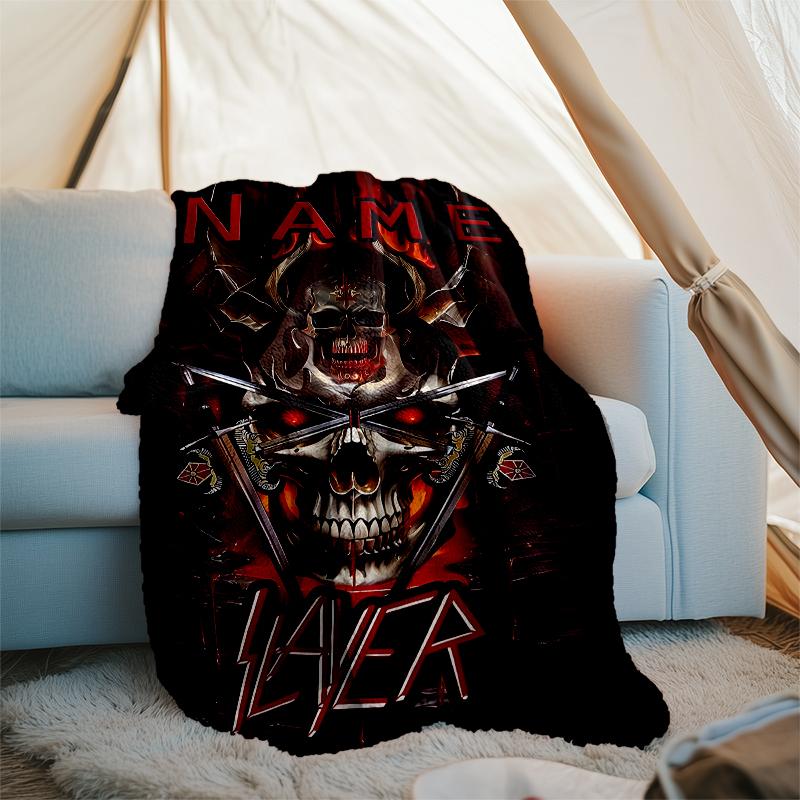 Personalized Custom Name Blanket - Slayer logo Print Design,Blanket for Sofa,Bed,Travel,Camping - Soft and Warm, Great Gift