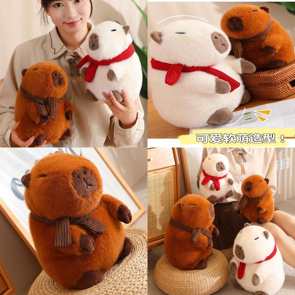 Adorable Capybara Plush Toy For Home Decoration And Cozy Pillow Gifts In White And Brown
