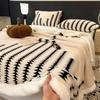 Thicken Jacquard Plush Blanket Cloud-feel Fleece Double-layer Plush Blanket Geometric Design Skin-Friendly Comfort Office Home