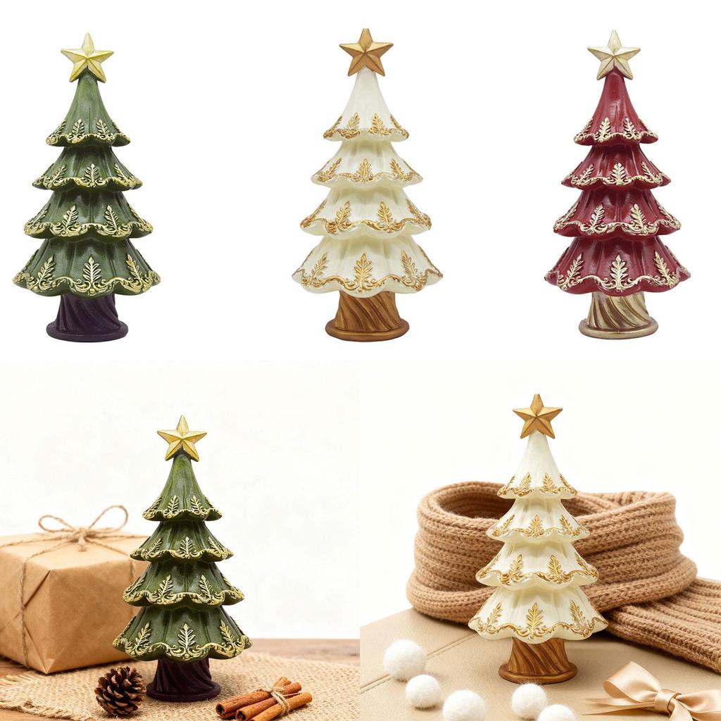 Christmas Tree Decorations 2025 Resin Figurine Standing Sculpture for Indoor Outdoor Holiday Table