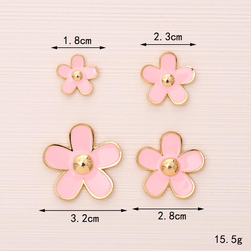 DIY Jewelry Accessories: Alloy Oil Drop Five-Petal Flower Stickers for Phone Cases & Shoes