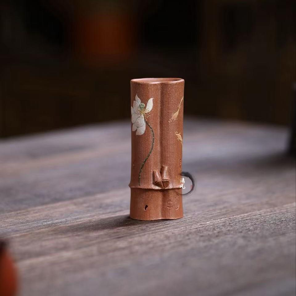 Исинская Цзыша Ручная Работа Глиняная Расписная Чаша для Ароматов: Дизайн «Слива, Орхидея, Бамбук, Лотос» для дегустации чая