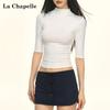 La Chapelle Women's Mock Neck Slim-Fit Mid-Sleeve T-Shirt