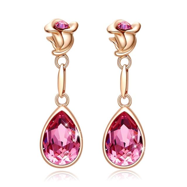 

Серьги Взрывы Розы Серьги Сделаны Из Кристалла Розовое Золото Серьги