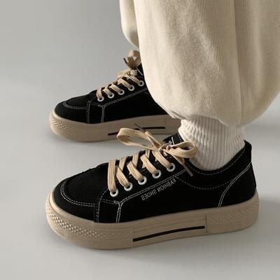 2024 Summer Casual Versatile Little White Shoes Black Big Head Shoes Autumn Platform Breathable Board Shoes Canvas Shoes Women