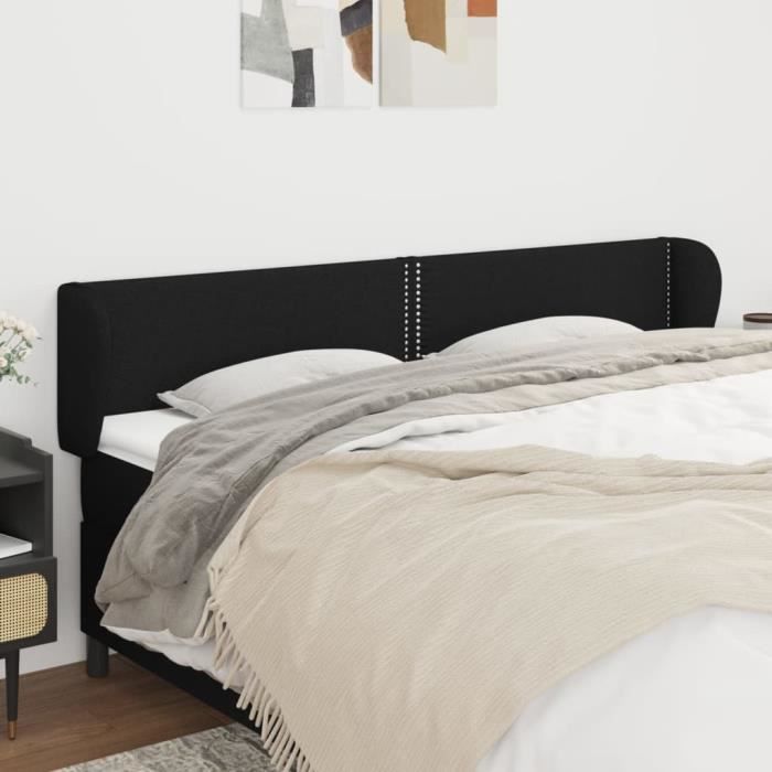 VidaXL Tête de lit avec oreilles Noir 163x23x78-88 cm Tissu3117012