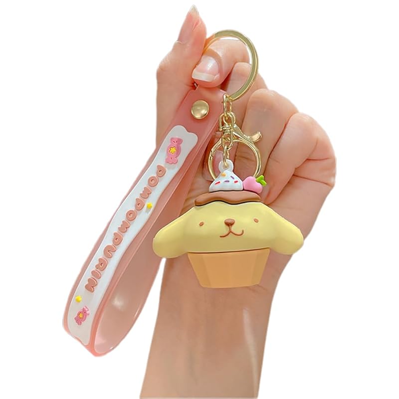 

[Willsmiile] pom pom purin key ring three-dimensional mascot sanrio key ring cute car keychain strap decorate hanging ornament Fashionable birthday