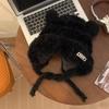 New bear hat women's autumn and winter thickened warm and cold-proof plush hat shows small face knitted wool hat tide