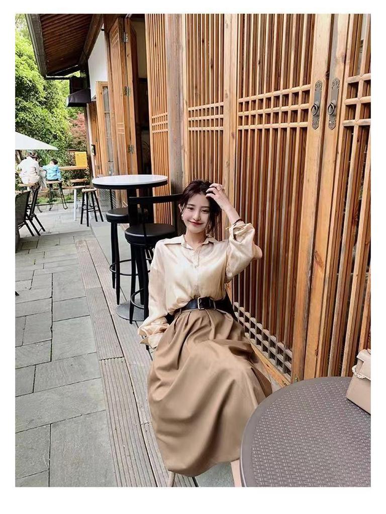 2026 Spring Women's Commuter Two-Piece Shirt and Skirt Set for Early Autumn