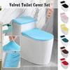2Pcs/Set Thickened Toilet Lid Cover Solid Color WC Cover Washable Toilet Dust Cover Hotel Bathroom