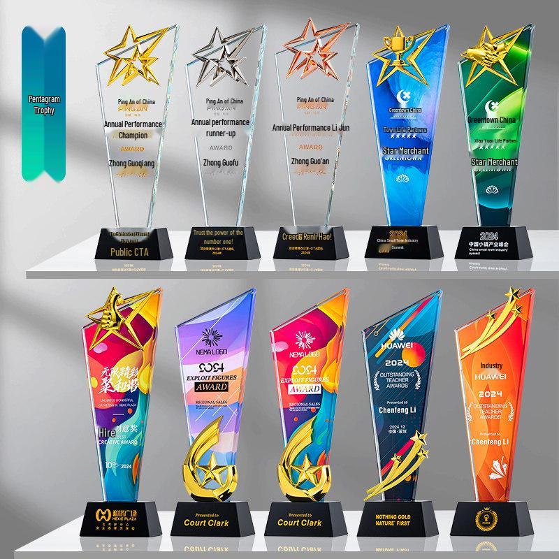 Colorful Crystal Blade Award: Outstanding Employee and Team Commemorative Trophy for Annual Meeting
