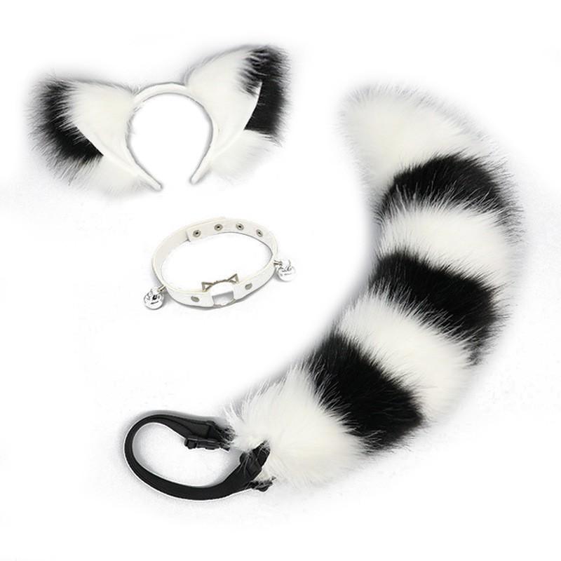 Handmade Fox Ear Headband Tail Set Cosplay Costume Accessories - Soft Plush Animal Ears Kit
