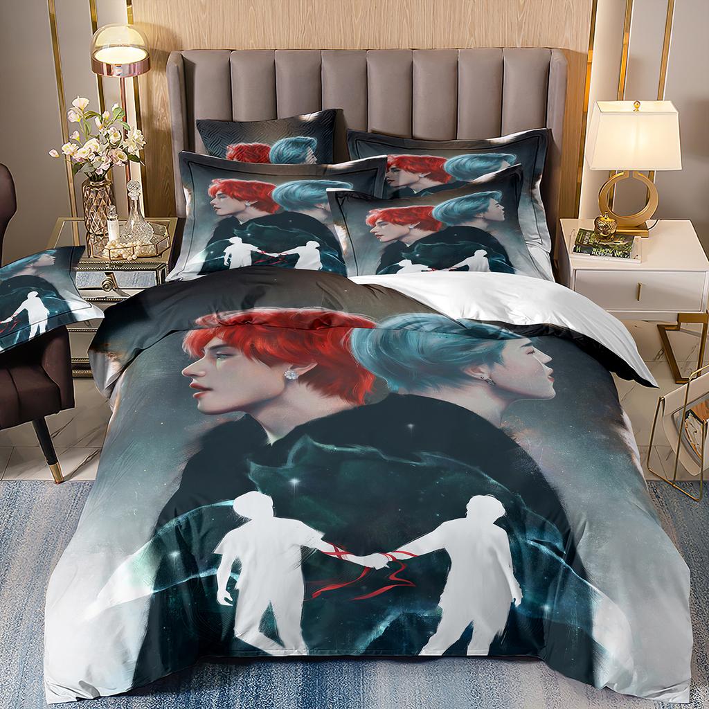 B-bts Men's group Music Duvet Cover Set Comfortable and Warm Bedding Set for Decorating Your Bedroom and Enhancing Home Life