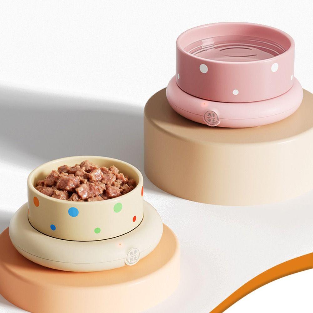 Ceramic Pet Heated Water Bowl Noiseless Temperature Adjustable Self-Heating Water Bowl Multifunction Stable