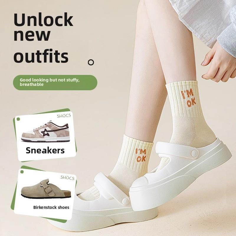 5 Pairs of Female Spring and Summer Leisure Sports Sweat Absorbing Breathable Mesh Cotton Socks