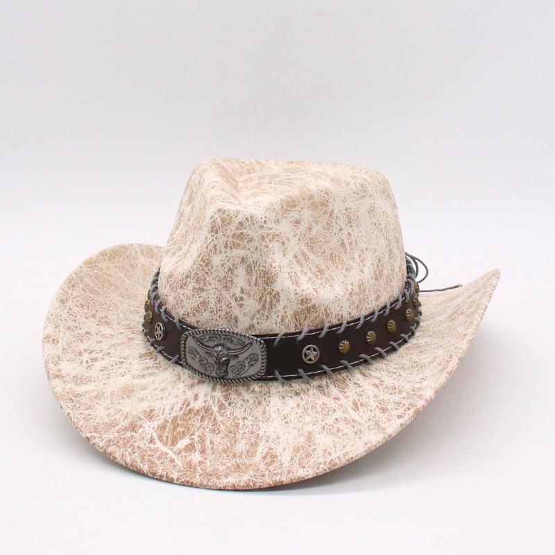 New ethnic style bull head riding jazz hat European and American cowboy hat peach heart cowboy hat